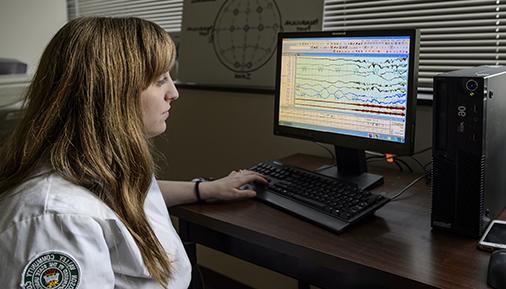 Student working at a computer